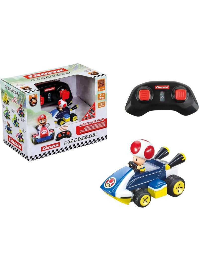 Carrera RC Mario Kart Mini RC Toad, For Children and Adults, Boys & Girls, Unique Original Licence, Instant Driving Fun with Ready to Run, Blue - Image 1